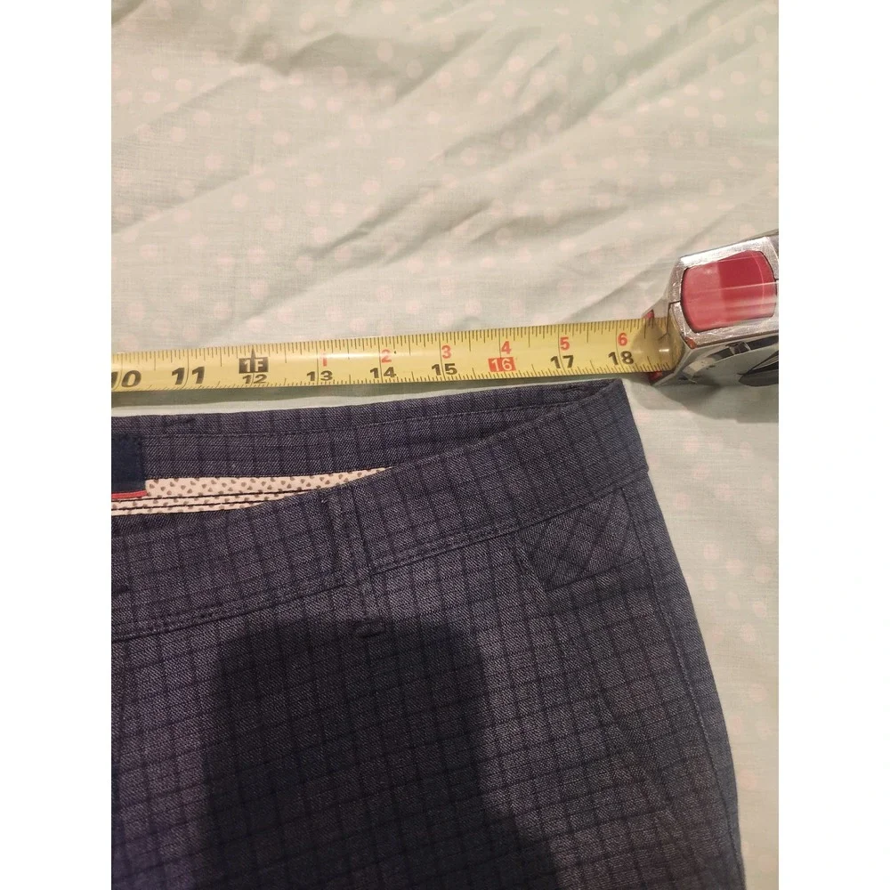John‎ Noble Mens Navy Blue Micro Check Plaid Slim Straight Dress Pants 35x31